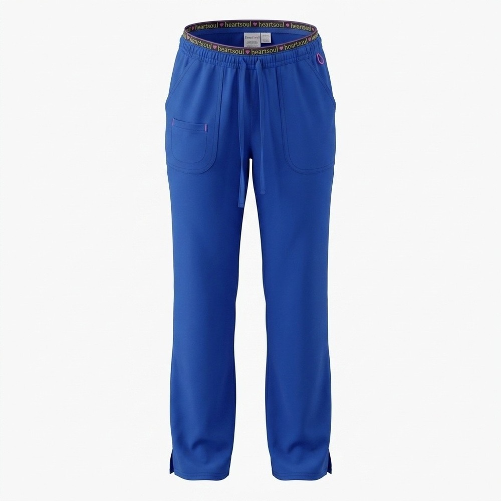 Heartsoul Scrub Pants Women XSP Drawstring Straight Royal Blue Solid Petite XS